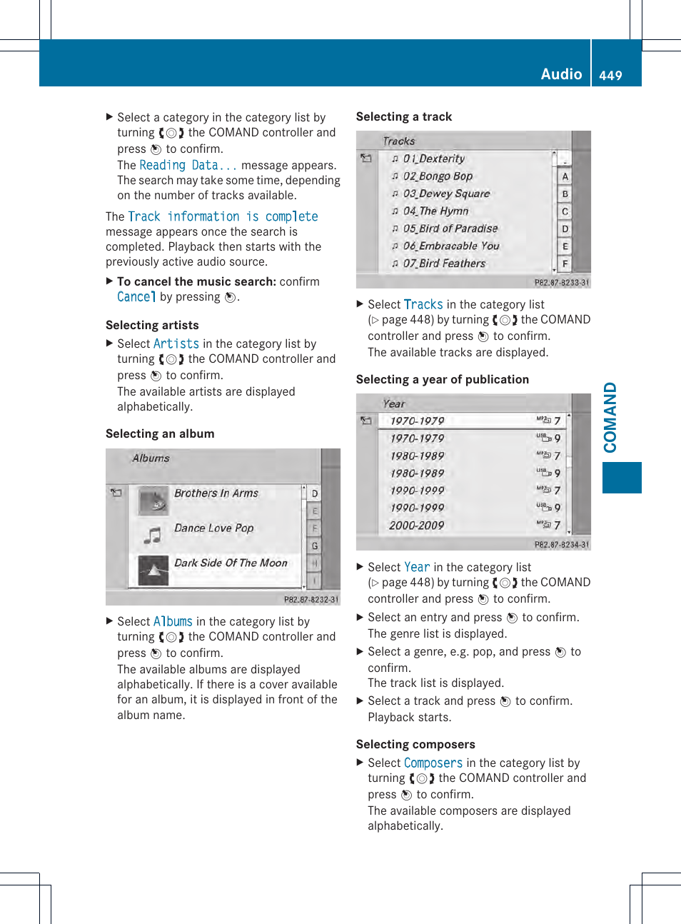 Comand, Audio | Mercedes-Benz SL-Class 2013 Owners Manual User Manual | Page 451 / 590
