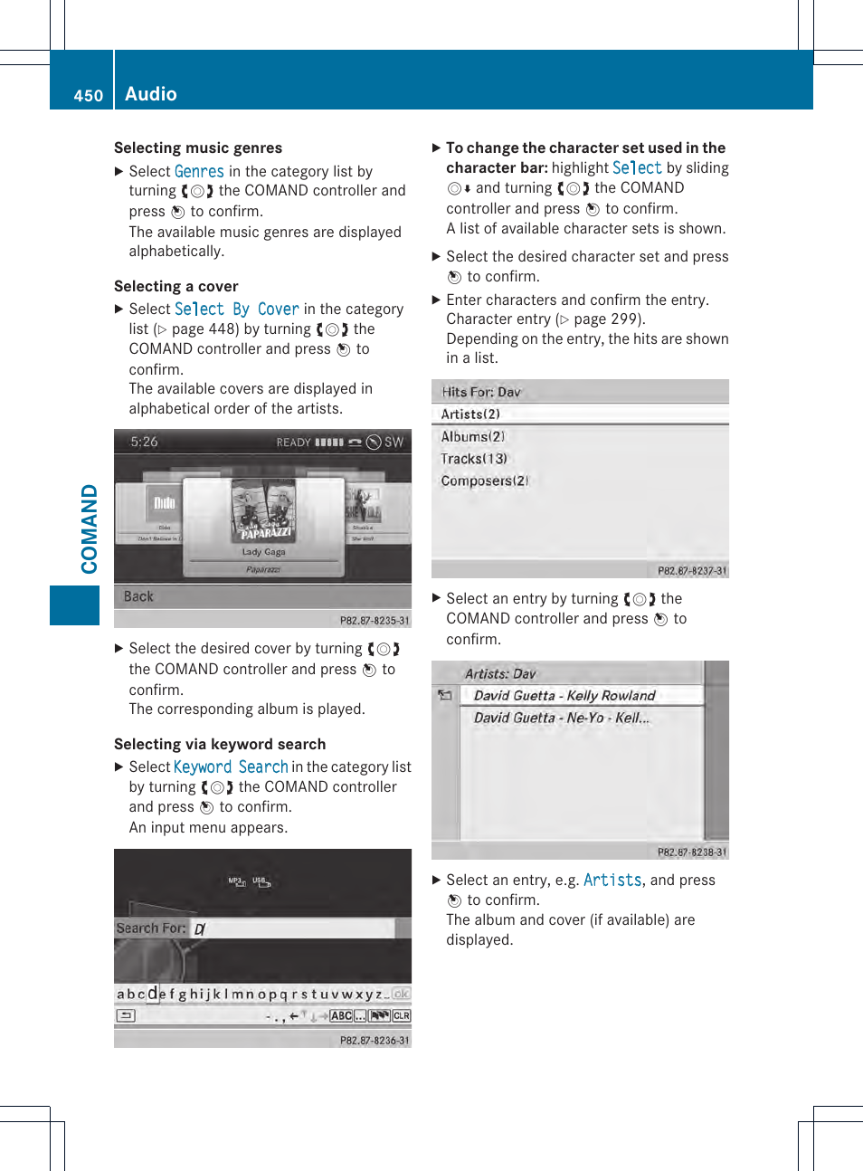 Comand, Audio | Mercedes-Benz SL-Class 2013 Owners Manual User Manual | Page 452 / 590