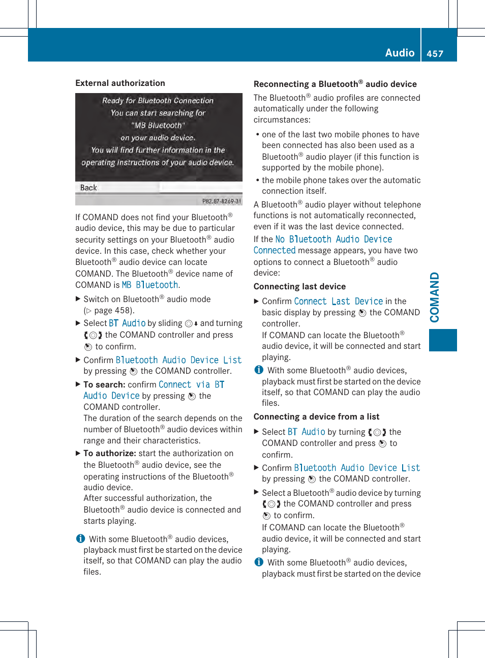 Comand, Audio | Mercedes-Benz SL-Class 2013 Owners Manual User Manual | Page 459 / 590