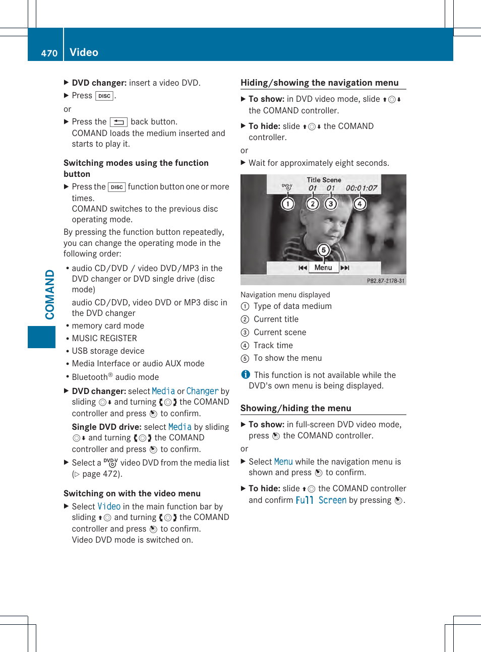 Comand, Video | Mercedes-Benz SL-Class 2013 Owners Manual User Manual | Page 472 / 590