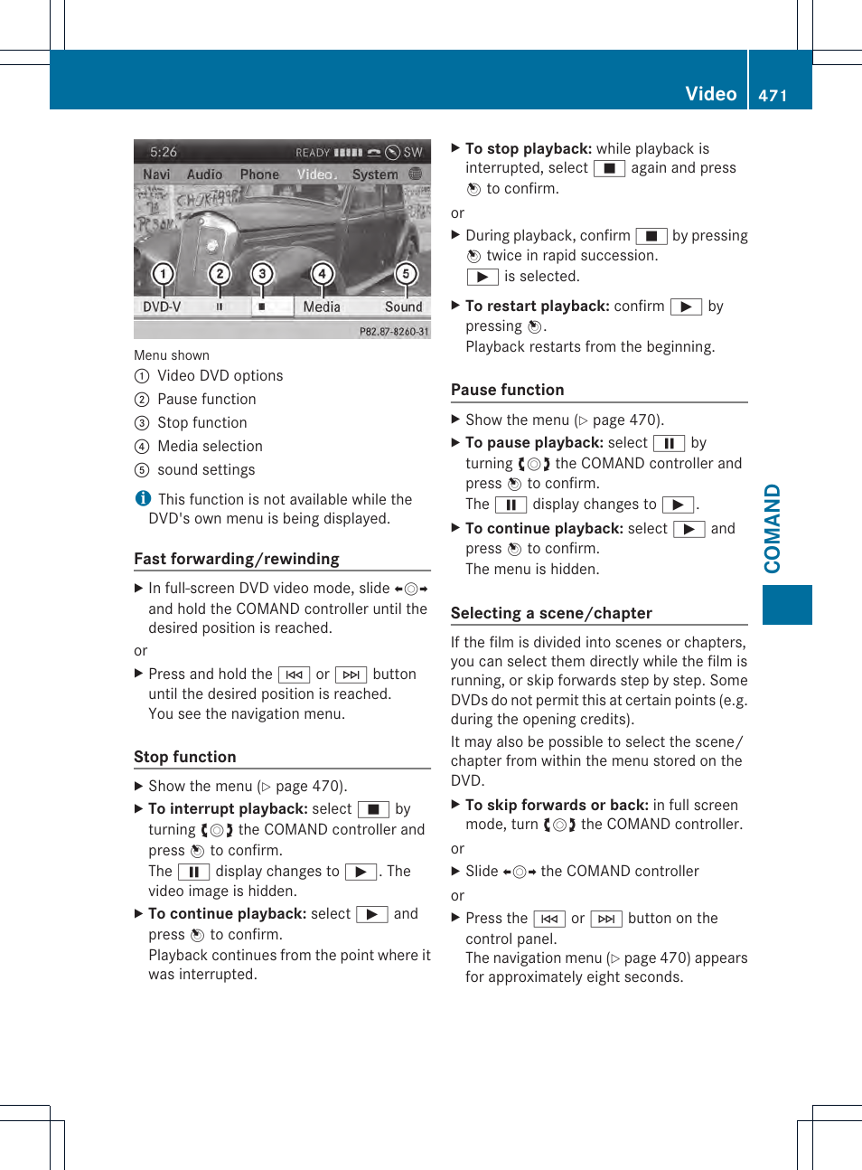 Comand, Video | Mercedes-Benz SL-Class 2013 Owners Manual User Manual | Page 473 / 590