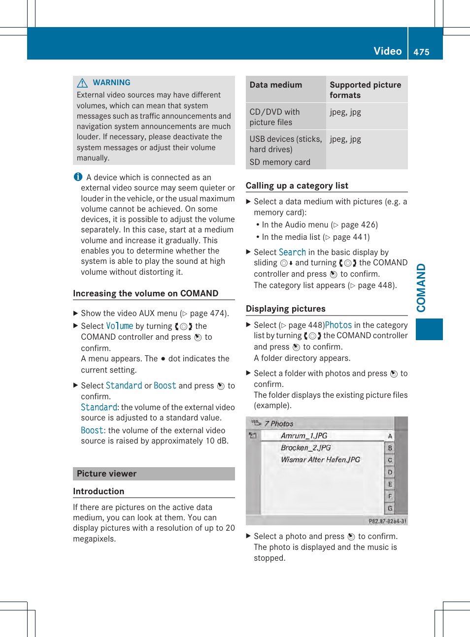 Comand, Video | Mercedes-Benz SL-Class 2013 Owners Manual User Manual | Page 477 / 590