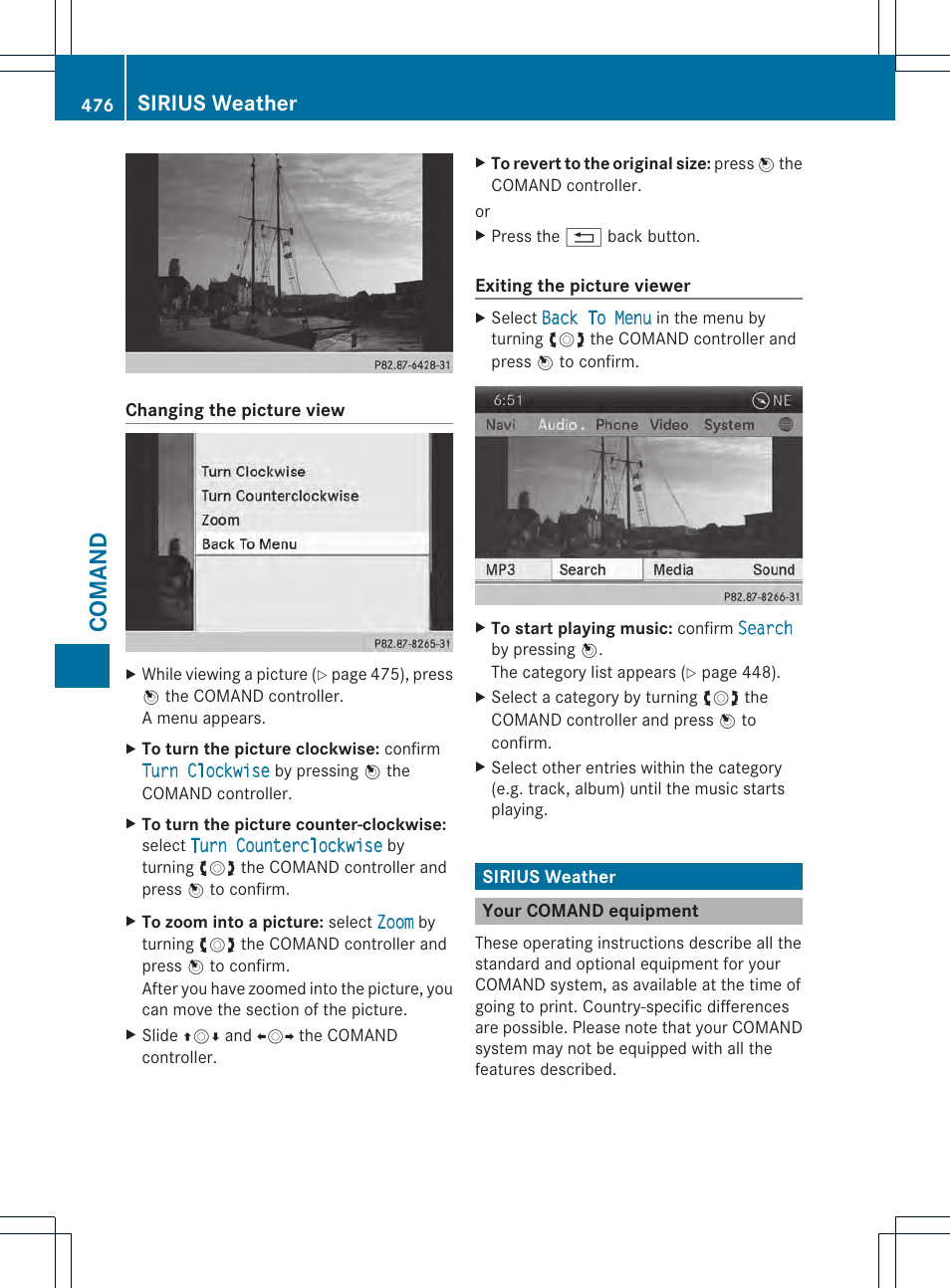 Comand, Sirius weather | Mercedes-Benz SL-Class 2013 Owners Manual User Manual | Page 478 / 590