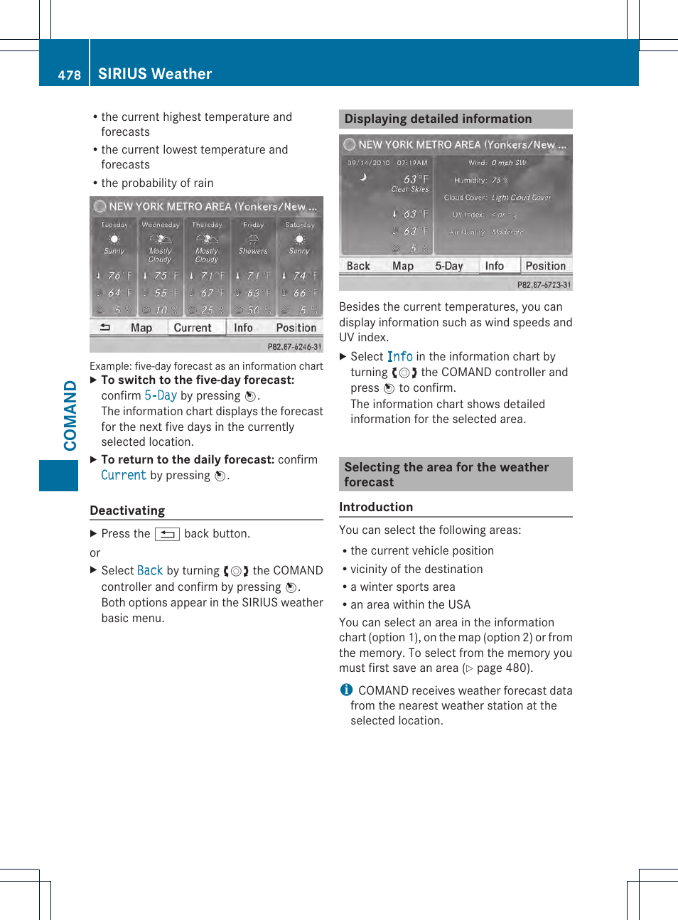 Comand, Sirius weather | Mercedes-Benz SL-Class 2013 Owners Manual User Manual | Page 480 / 590