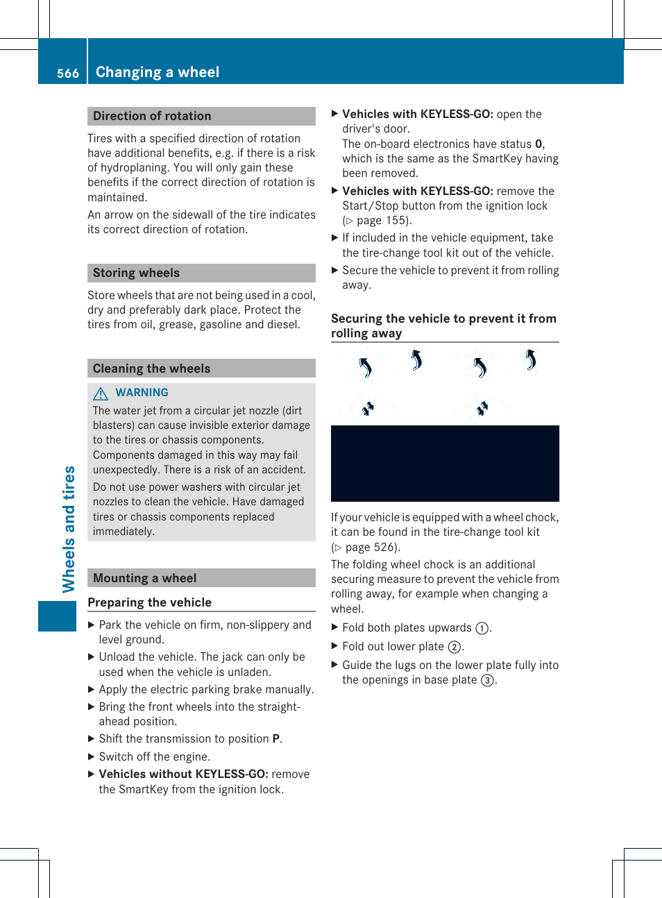 Whee ls and tires, Changing a wheel | Mercedes-Benz SL-Class 2013 Owners Manual User Manual | Page 568 / 590