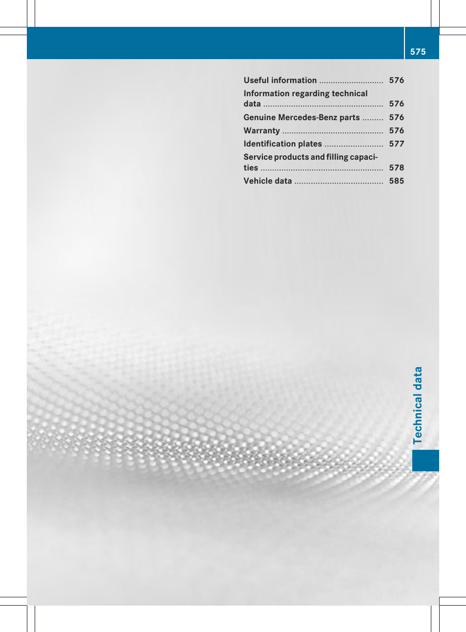 Technical data | Mercedes-Benz SL-Class 2013 Owners Manual User Manual | Page 577 / 590