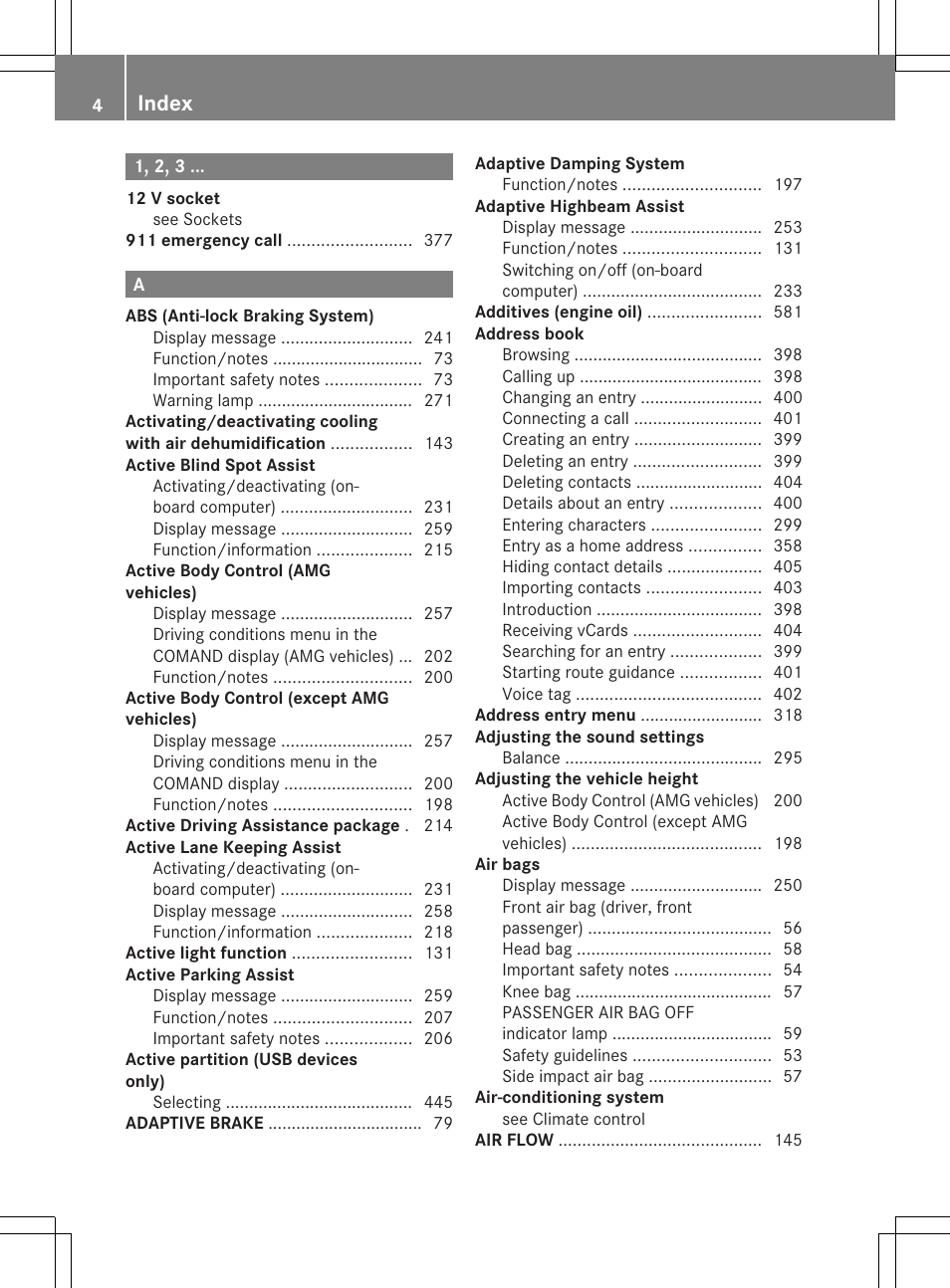 Index | Mercedes-Benz SL-Class 2013 Owners Manual User Manual | Page 6 / 590