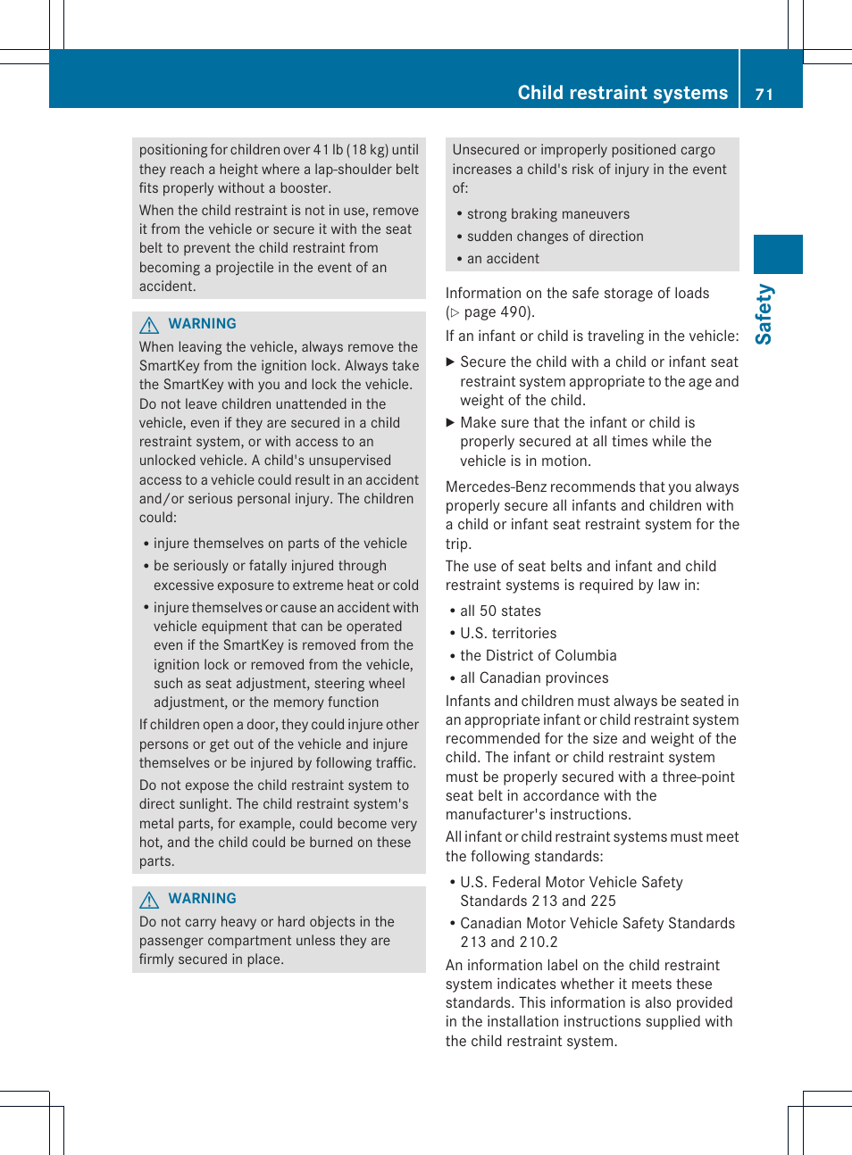 Safety, Child restraint systems | Mercedes-Benz SL-Class 2013 Owners Manual User Manual | Page 73 / 590
