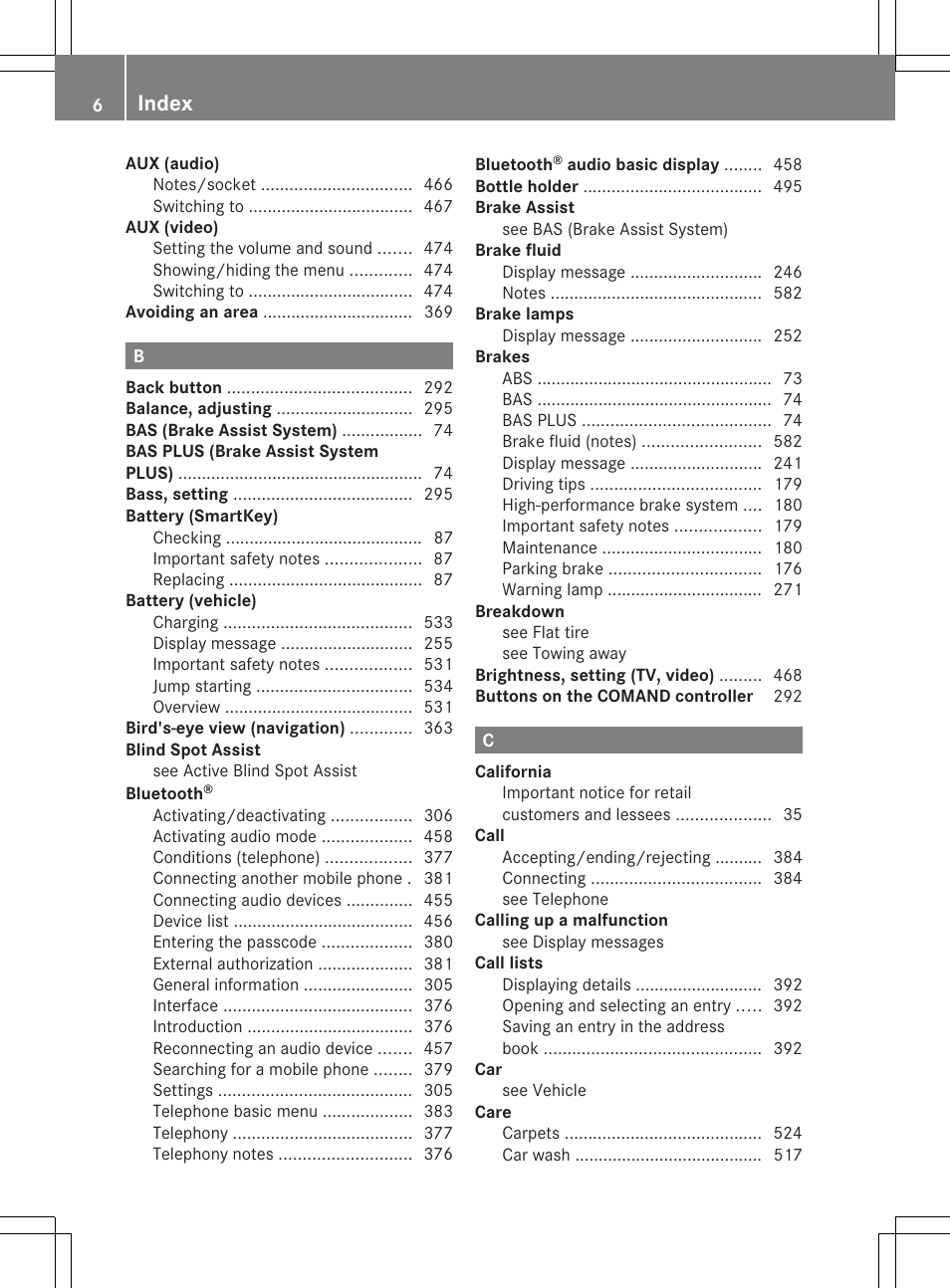 Index | Mercedes-Benz SL-Class 2013 Owners Manual User Manual | Page 8 / 590