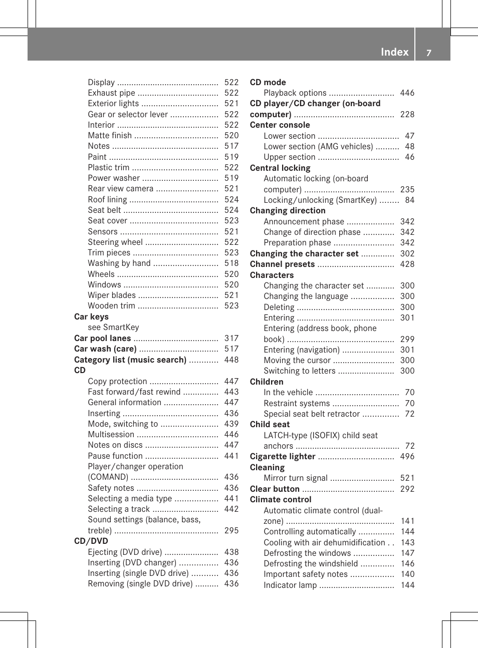 Index | Mercedes-Benz SL-Class 2013 Owners Manual User Manual | Page 9 / 590