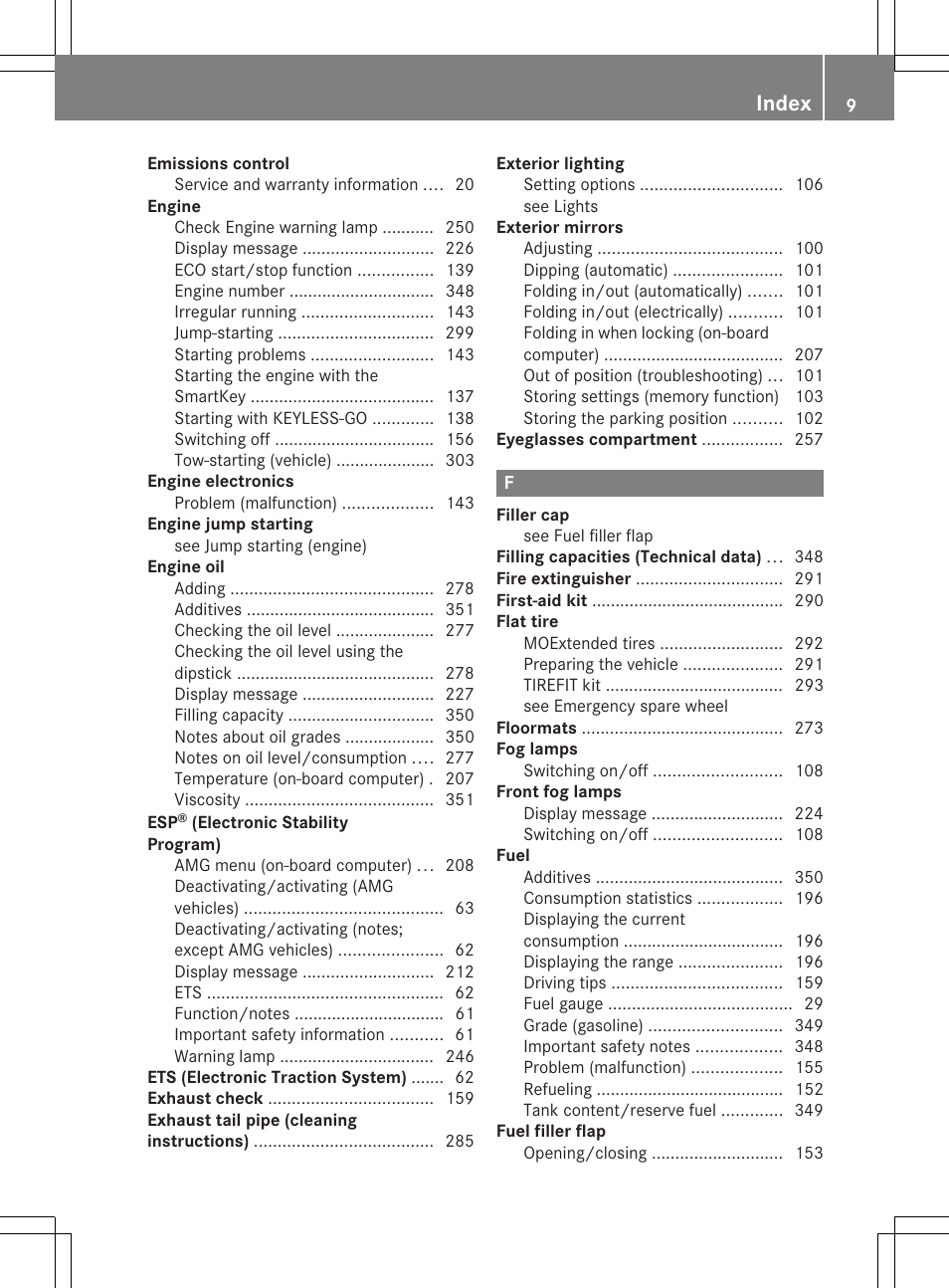 Index | Mercedes-Benz SLK-Class 2013 Owners Manual User Manual | Page 11 / 358