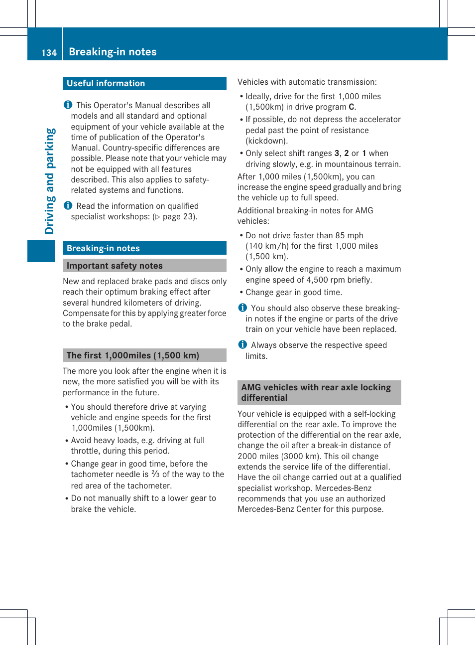 Driving and parking | Mercedes-Benz SLK-Class 2013 Owners Manual User Manual | Page 136 / 358