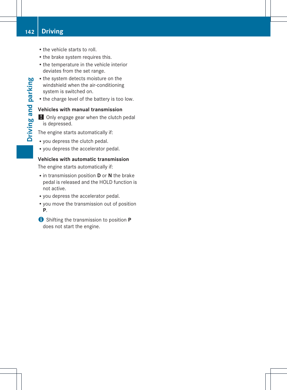 Driving and parking, Driving | Mercedes-Benz SLK-Class 2013 Owners Manual User Manual | Page 144 / 358