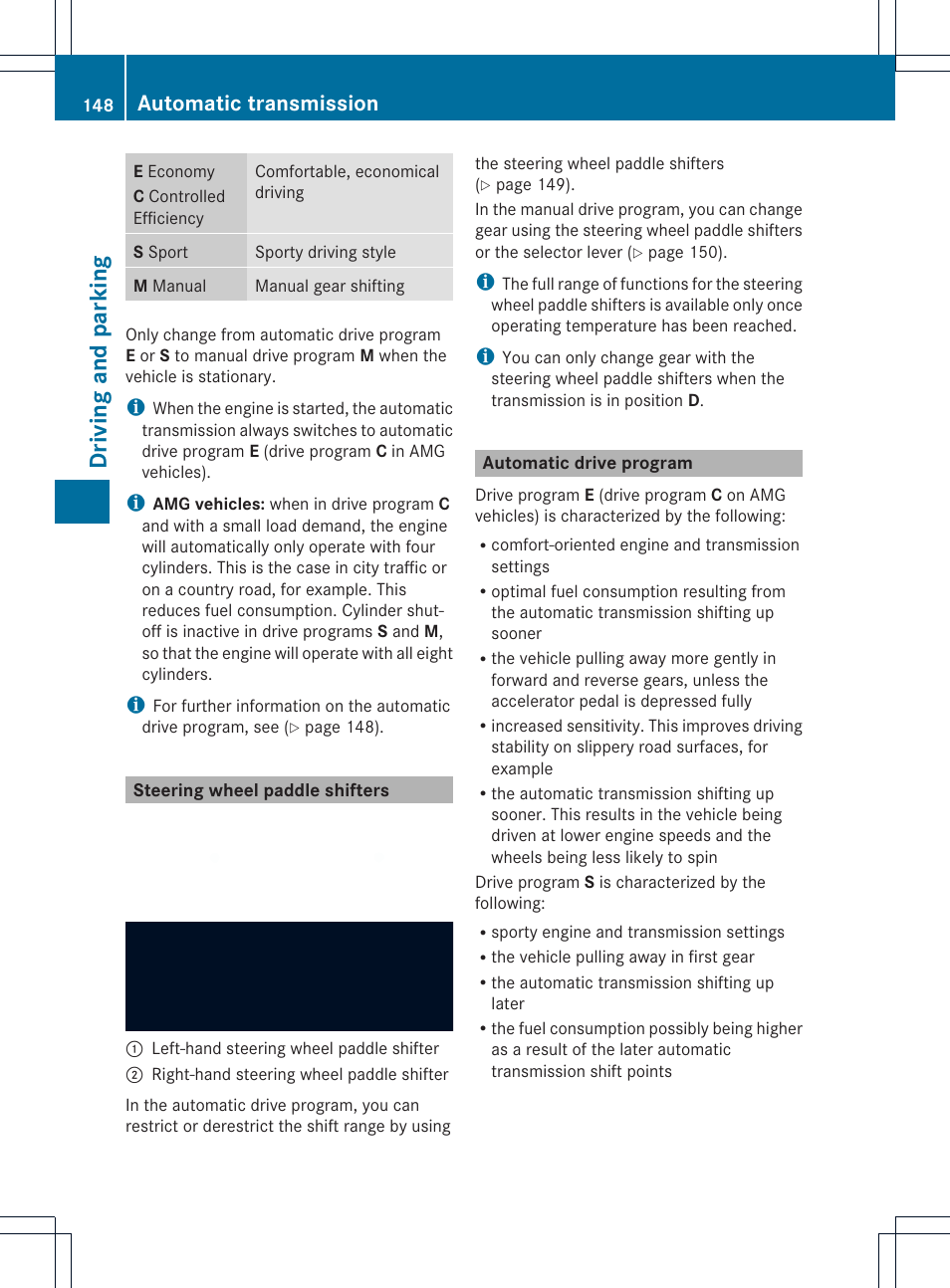 Driving and parking, Automatic transmission | Mercedes-Benz SLK-Class 2013 Owners Manual User Manual | Page 150 / 358