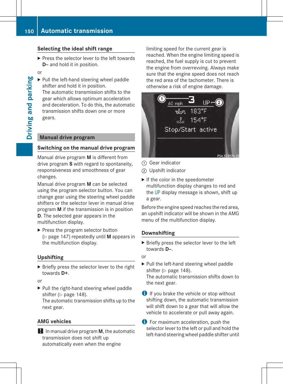 Driving and parking, Automatic transmission | Mercedes-Benz SLK-Class 2013 Owners Manual User Manual | Page 152 / 358