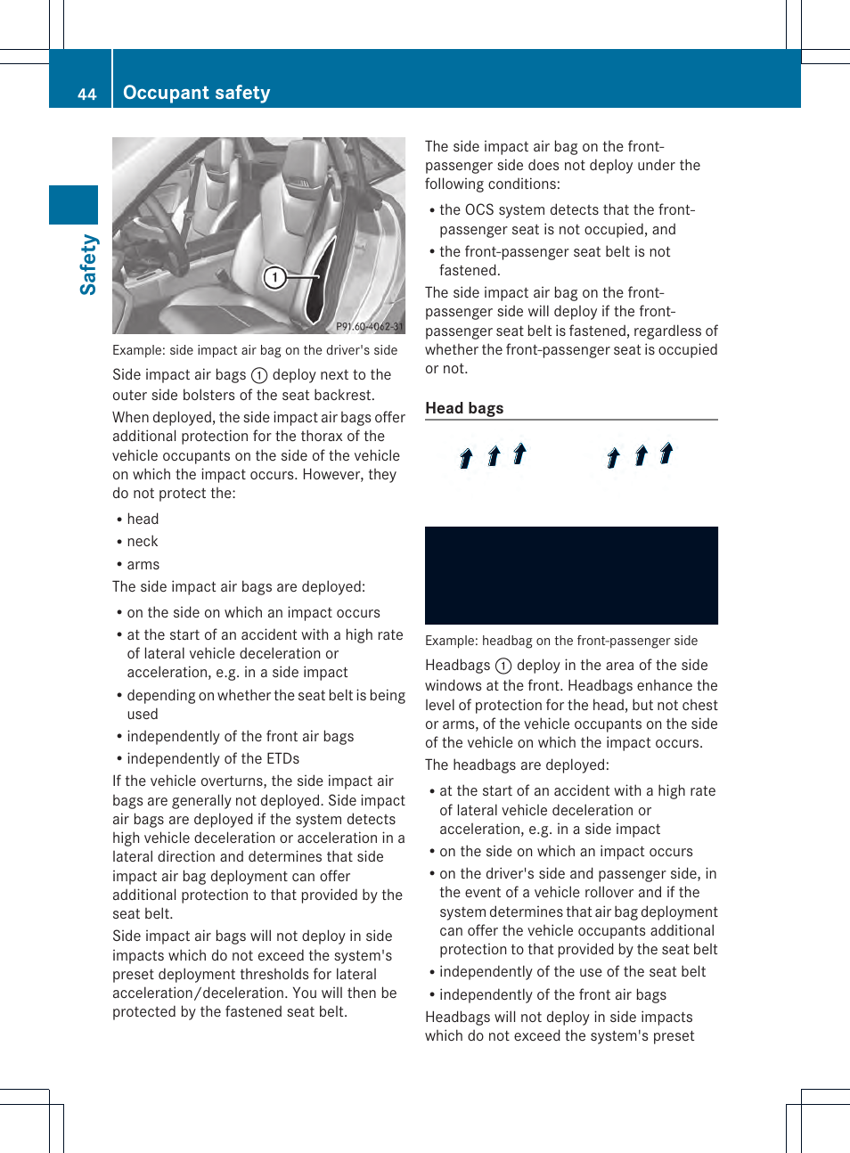 Saf ety, Occupant safety | Mercedes-Benz SLK-Class 2013 Owners Manual User Manual | Page 46 / 358