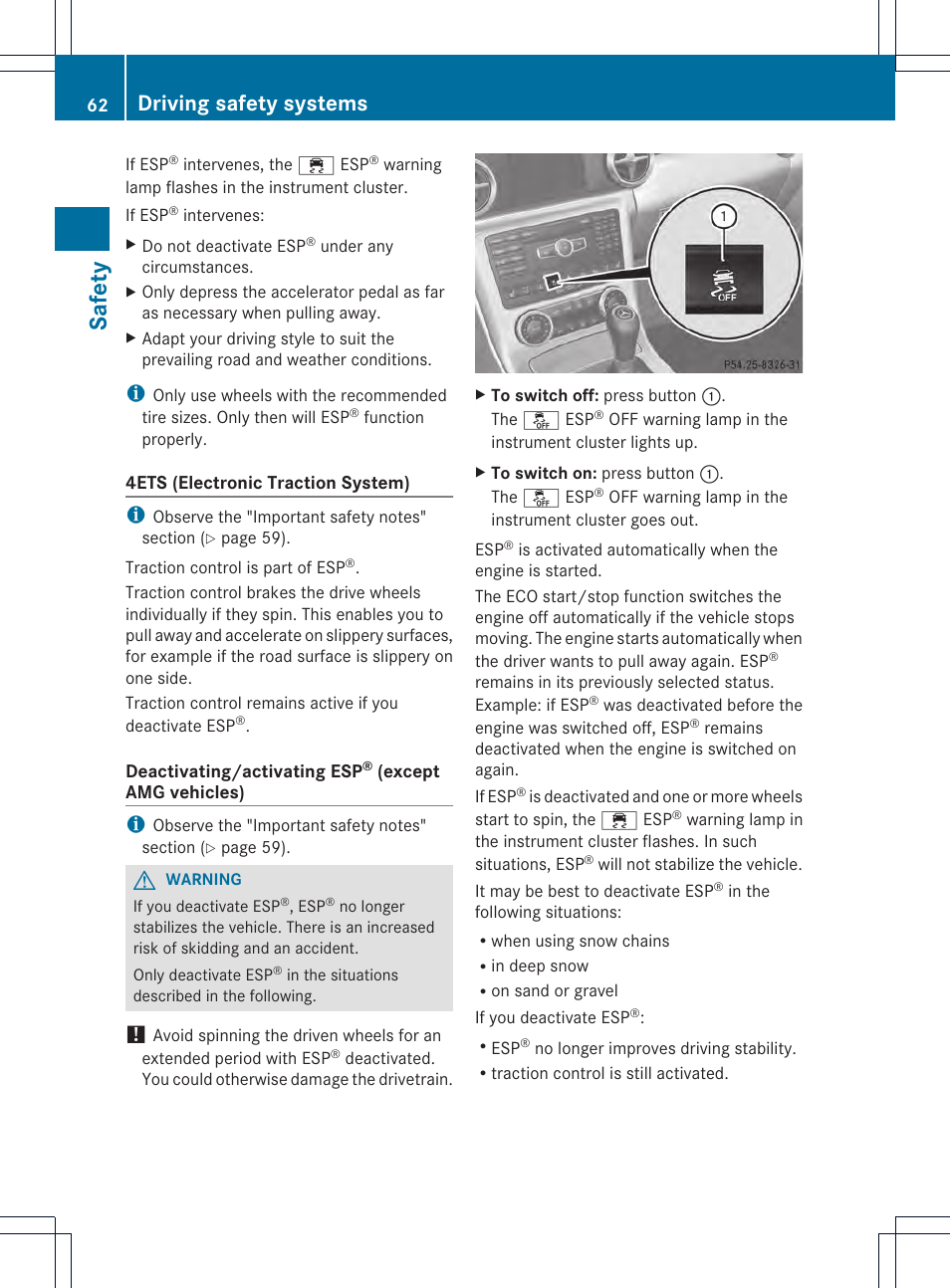 Safety, Driving safety systems | Mercedes-Benz SLK-Class 2013 Owners Manual User Manual | Page 64 / 358
