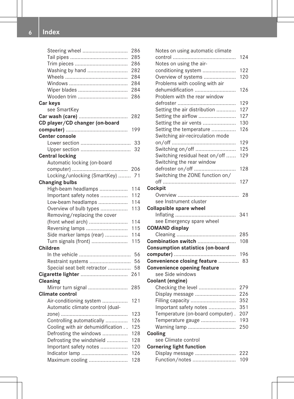Index | Mercedes-Benz SLK-Class 2013 Owners Manual User Manual | Page 8 / 358
