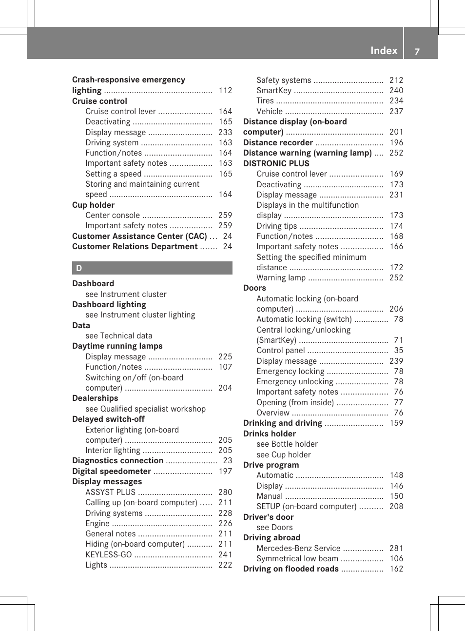 Index | Mercedes-Benz SLK-Class 2013 Owners Manual User Manual | Page 9 / 358