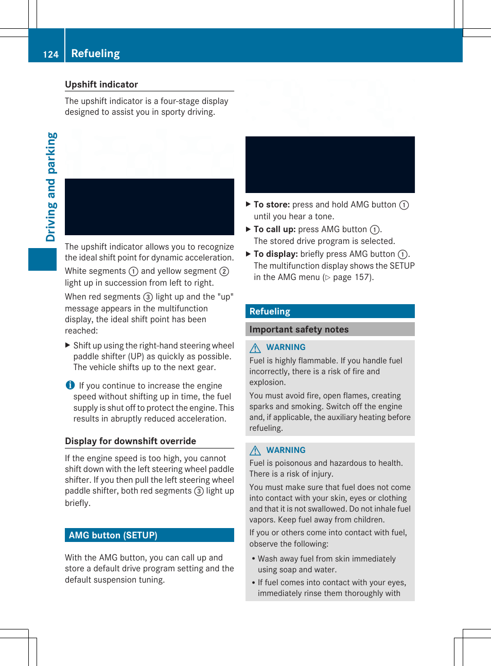 Driving and parking, Refueling | Mercedes-Benz SLS-Class 2013 Owners Manual User Manual | Page 126 / 286