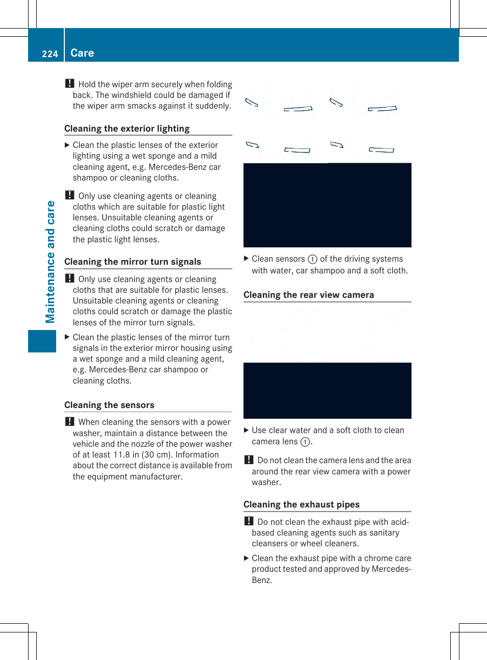 Maintenance and care, Care | Mercedes-Benz SLS-Class 2013 Owners Manual User Manual | Page 226 / 286