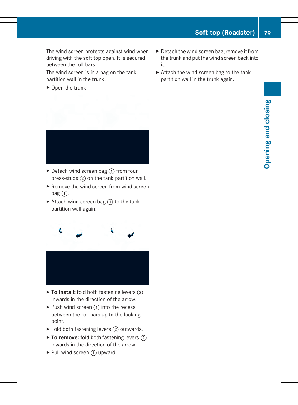 Opening and closing, Soft top (roadster) | Mercedes-Benz SLS-Class 2013 Owners Manual User Manual | Page 81 / 286