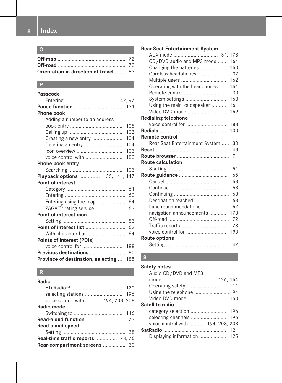 Index | Mercedes-Benz GL-Class 2012 COMAND Manual User Manual | Page 10 / 210