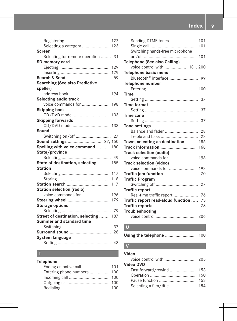 Index | Mercedes-Benz GL-Class 2012 COMAND Manual User Manual | Page 11 / 210