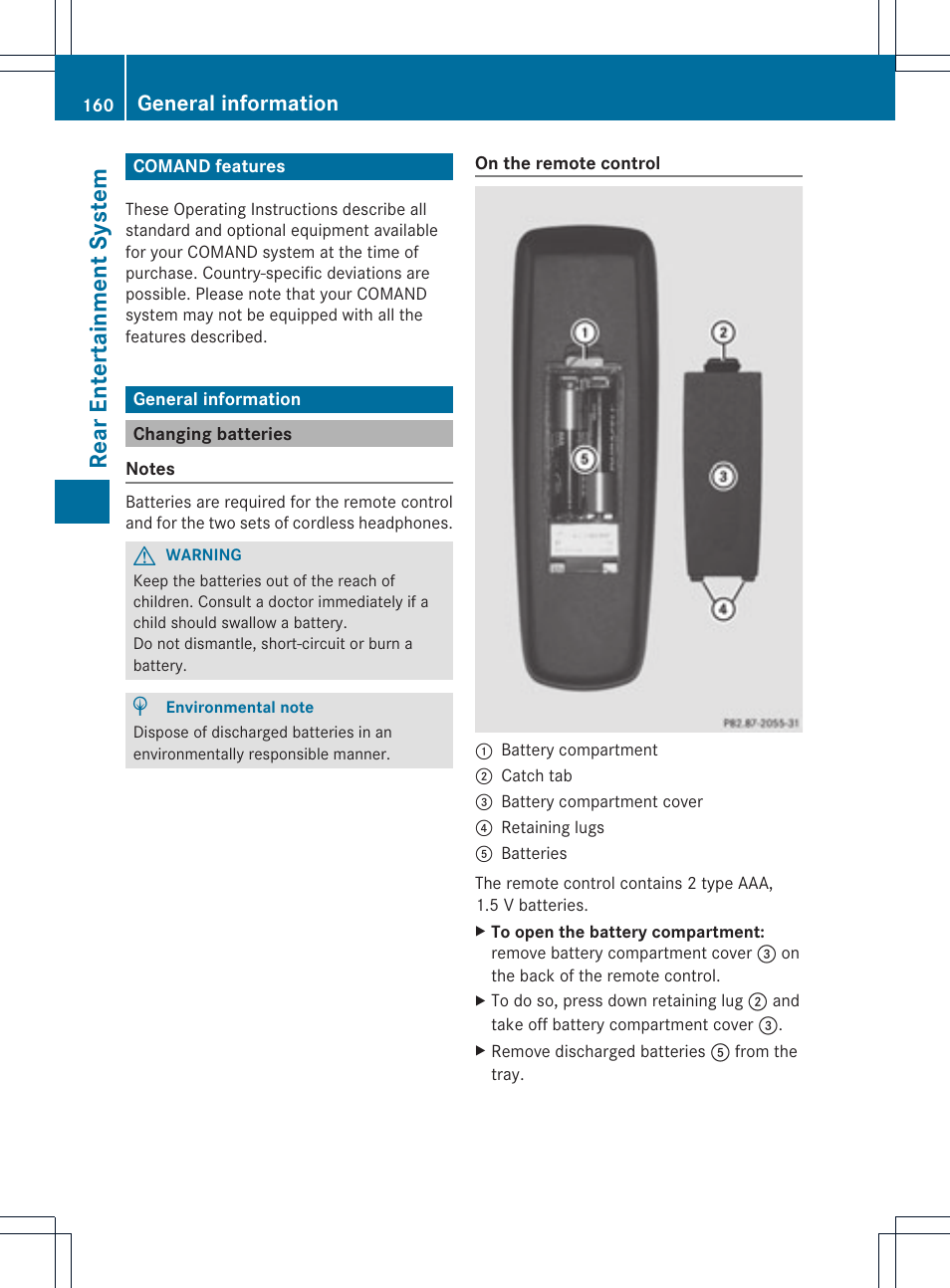 Rear entert ainment system, General information | Mercedes-Benz GL-Class 2012 COMAND Manual User Manual | Page 162 / 210