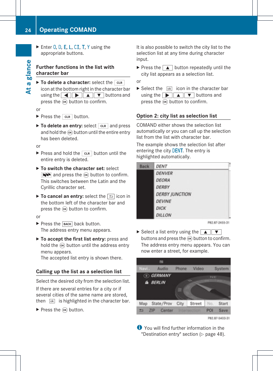 At a glance, Operating comand | Mercedes-Benz GL-Class 2012 COMAND Manual User Manual | Page 26 / 210