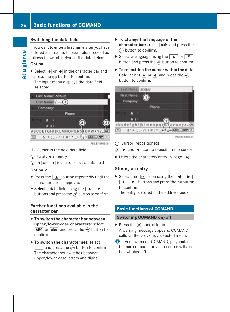 At a glance, Basic functions of comand | Mercedes-Benz GL-Class 2012 COMAND Manual User Manual | Page 28 / 210