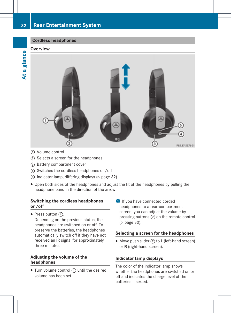 At a glan ce, Rear entertainment system | Mercedes-Benz GL-Class 2012 COMAND Manual User Manual | Page 34 / 210