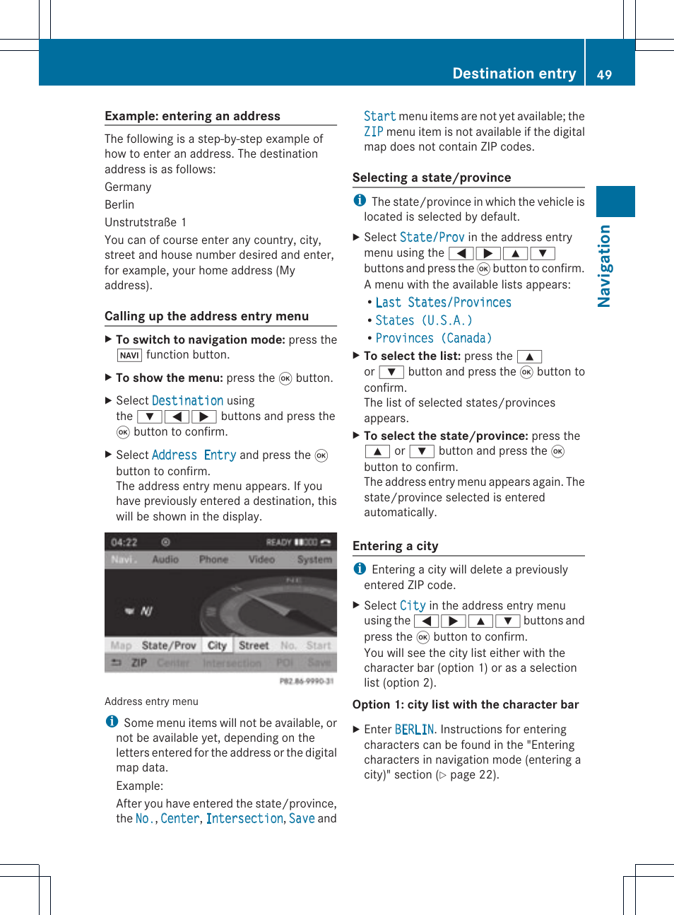 Na vigat ion, Destination entry | Mercedes-Benz GL-Class 2012 COMAND Manual User Manual | Page 51 / 210