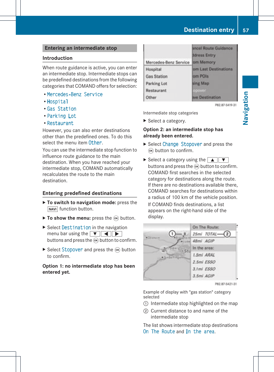 Na vigation, Destination entry | Mercedes-Benz GL-Class 2012 COMAND Manual User Manual | Page 59 / 210