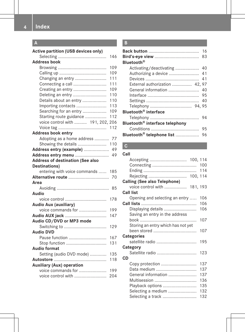 Index | Mercedes-Benz GL-Class 2012 COMAND Manual User Manual | Page 6 / 210
