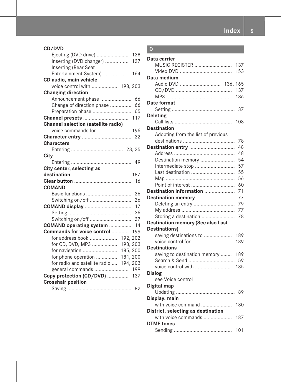 Index | Mercedes-Benz GL-Class 2012 COMAND Manual User Manual | Page 7 / 210