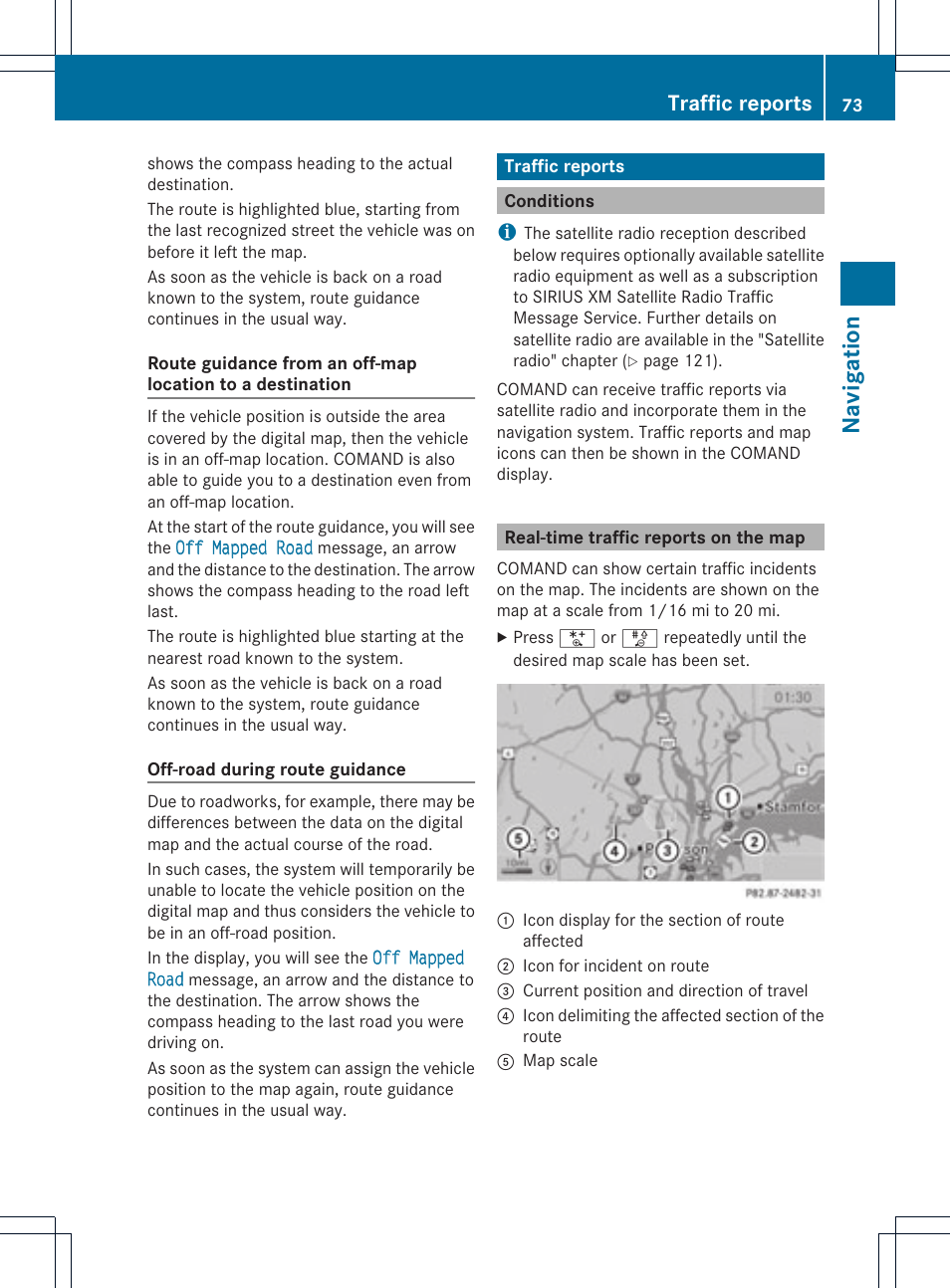 Navigat ion, Traffic reports | Mercedes-Benz GL-Class 2012 COMAND Manual User Manual | Page 75 / 210