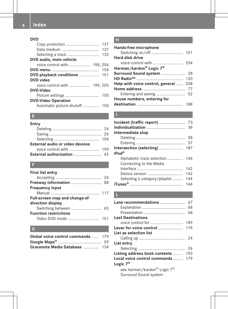 Index | Mercedes-Benz GL-Class 2012 COMAND Manual User Manual | Page 8 / 210