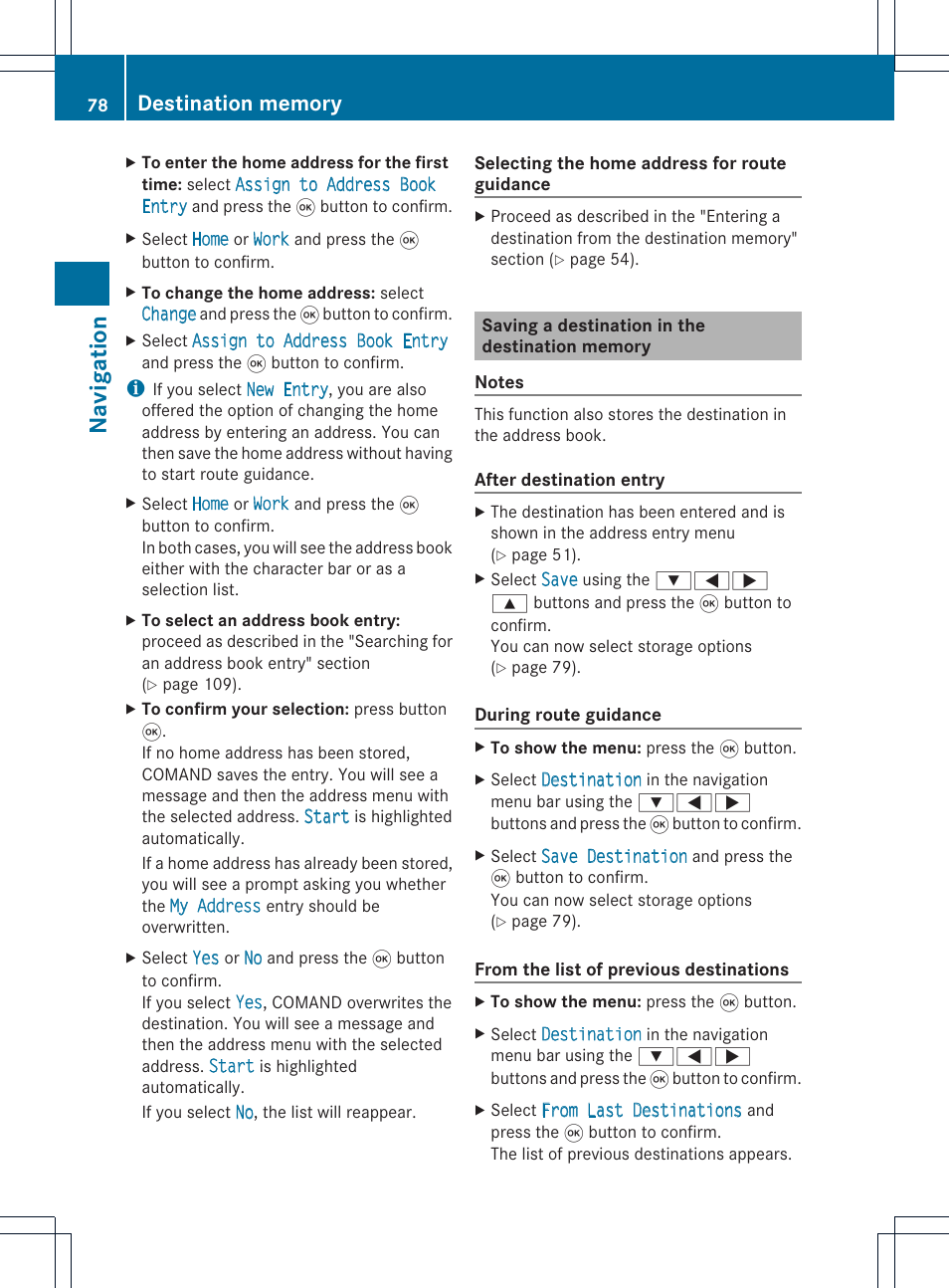 Navigat ion | Mercedes-Benz GL-Class 2012 COMAND Manual User Manual | Page 80 / 210
