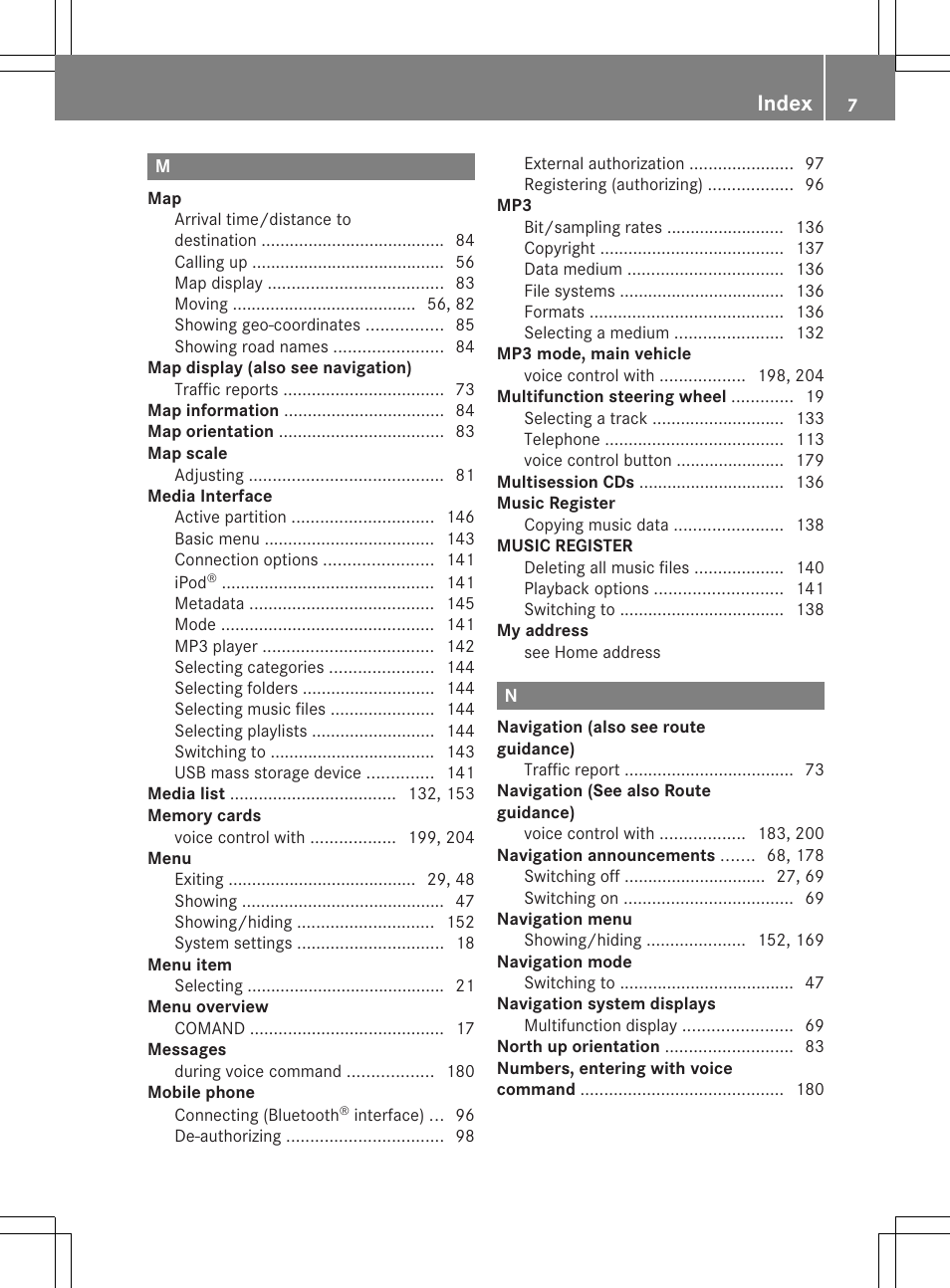 Index | Mercedes-Benz GL-Class 2012 COMAND Manual User Manual | Page 9 / 210