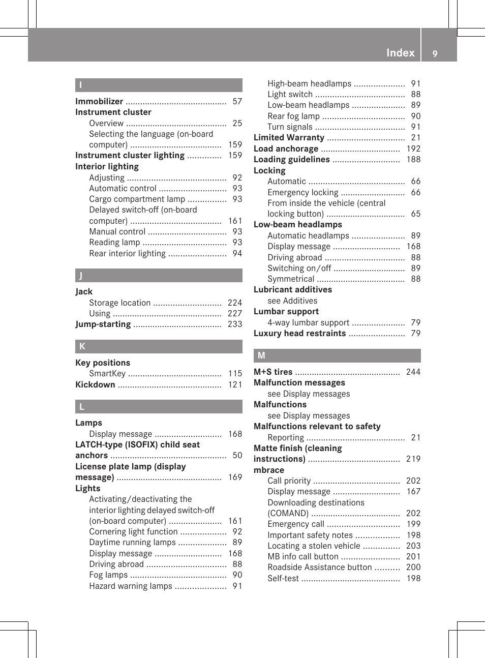 Index | Mercedes-Benz G-Class 2012 Owners Manual User Manual | Page 11 / 284