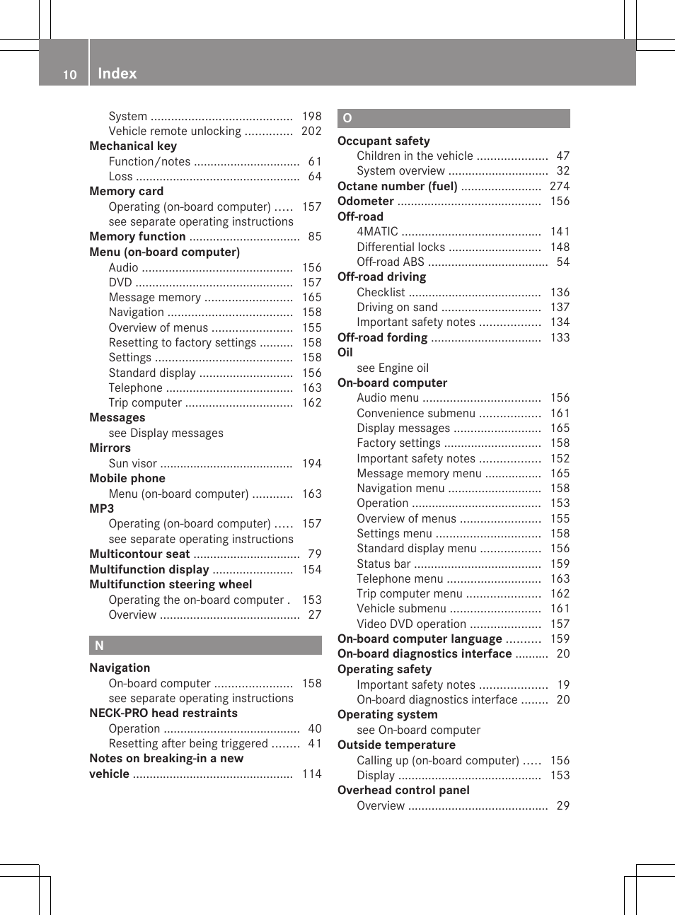 Index | Mercedes-Benz G-Class 2012 Owners Manual User Manual | Page 12 / 284