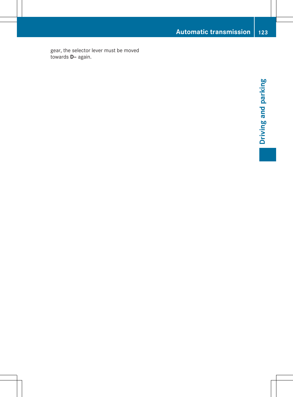 Driving and parking, Automatic transmission | Mercedes-Benz G-Class 2012 Owners Manual User Manual | Page 125 / 284