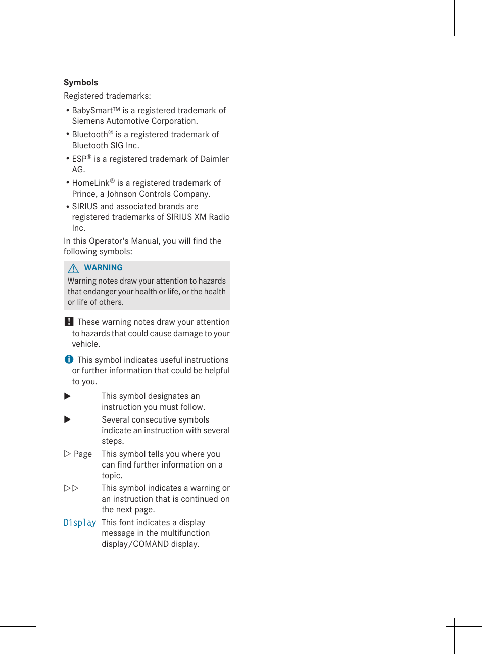 Mercedes-Benz G-Class 2012 Owners Manual User Manual | Page 2 / 284