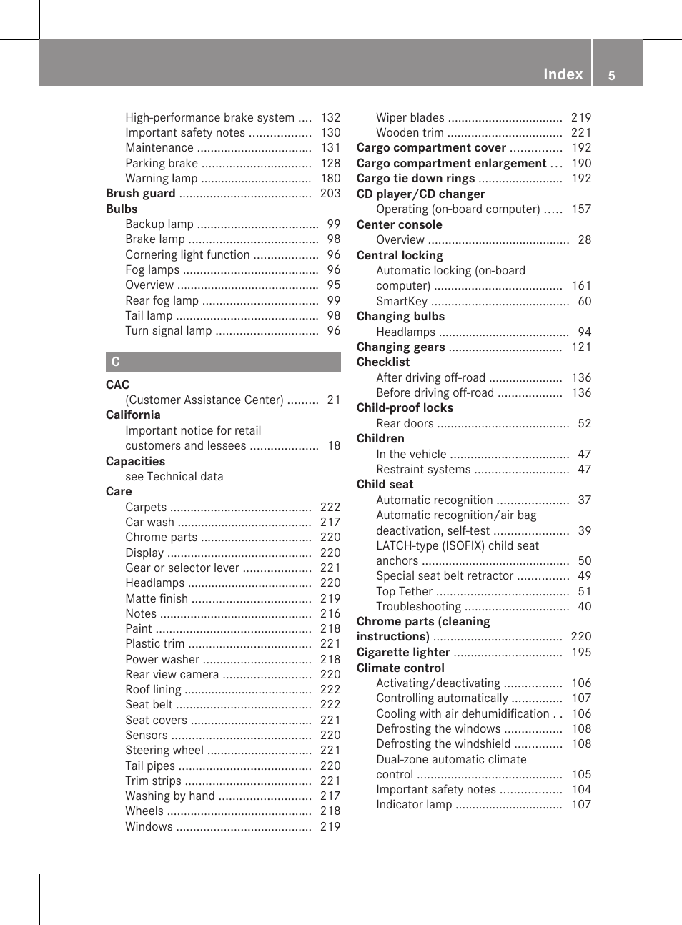 Index | Mercedes-Benz G-Class 2012 Owners Manual User Manual | Page 7 / 284