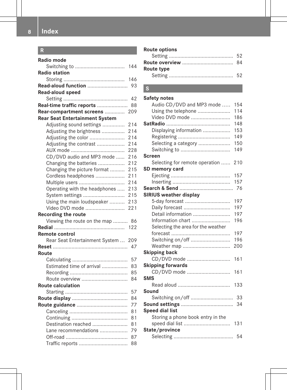 Index | Mercedes-Benz C-Coupe 2012 COMAND Manual User Manual | Page 10 / 234