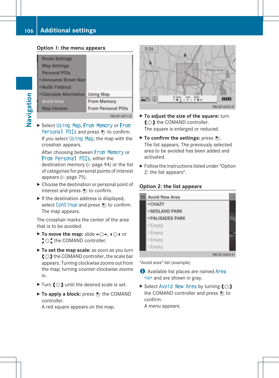 Na vigation, Additional settings | Mercedes-Benz C-Coupe 2012 COMAND Manual User Manual | Page 108 / 234