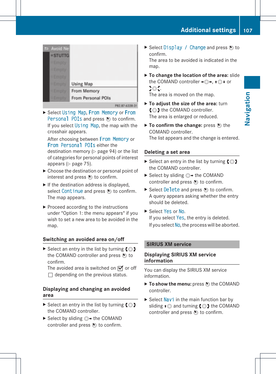 Navi ga tio n, Additional settings | Mercedes-Benz C-Coupe 2012 COMAND Manual User Manual | Page 109 / 234