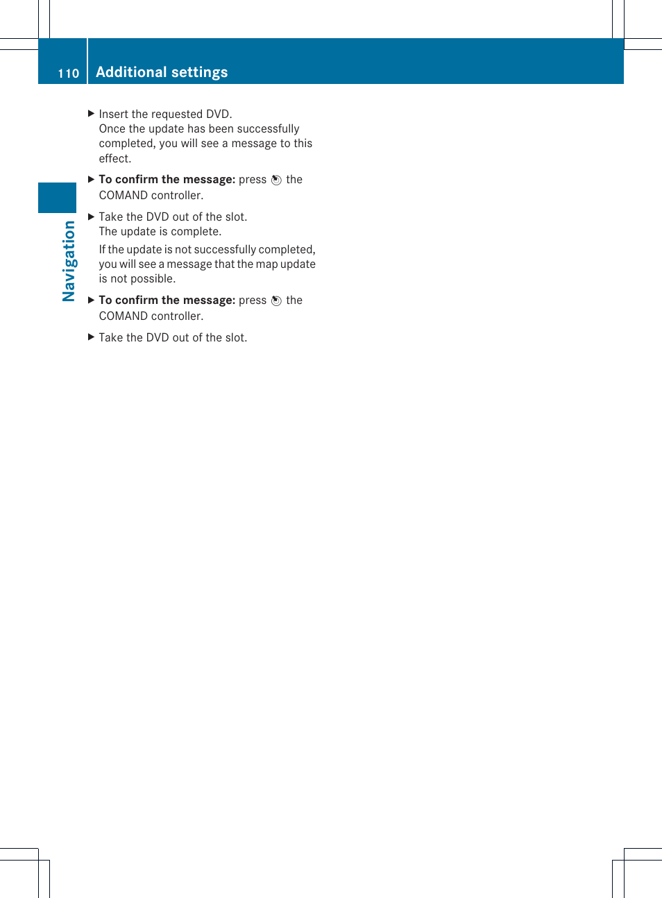Navigation, Additional settings | Mercedes-Benz C-Coupe 2012 COMAND Manual User Manual | Page 112 / 234
