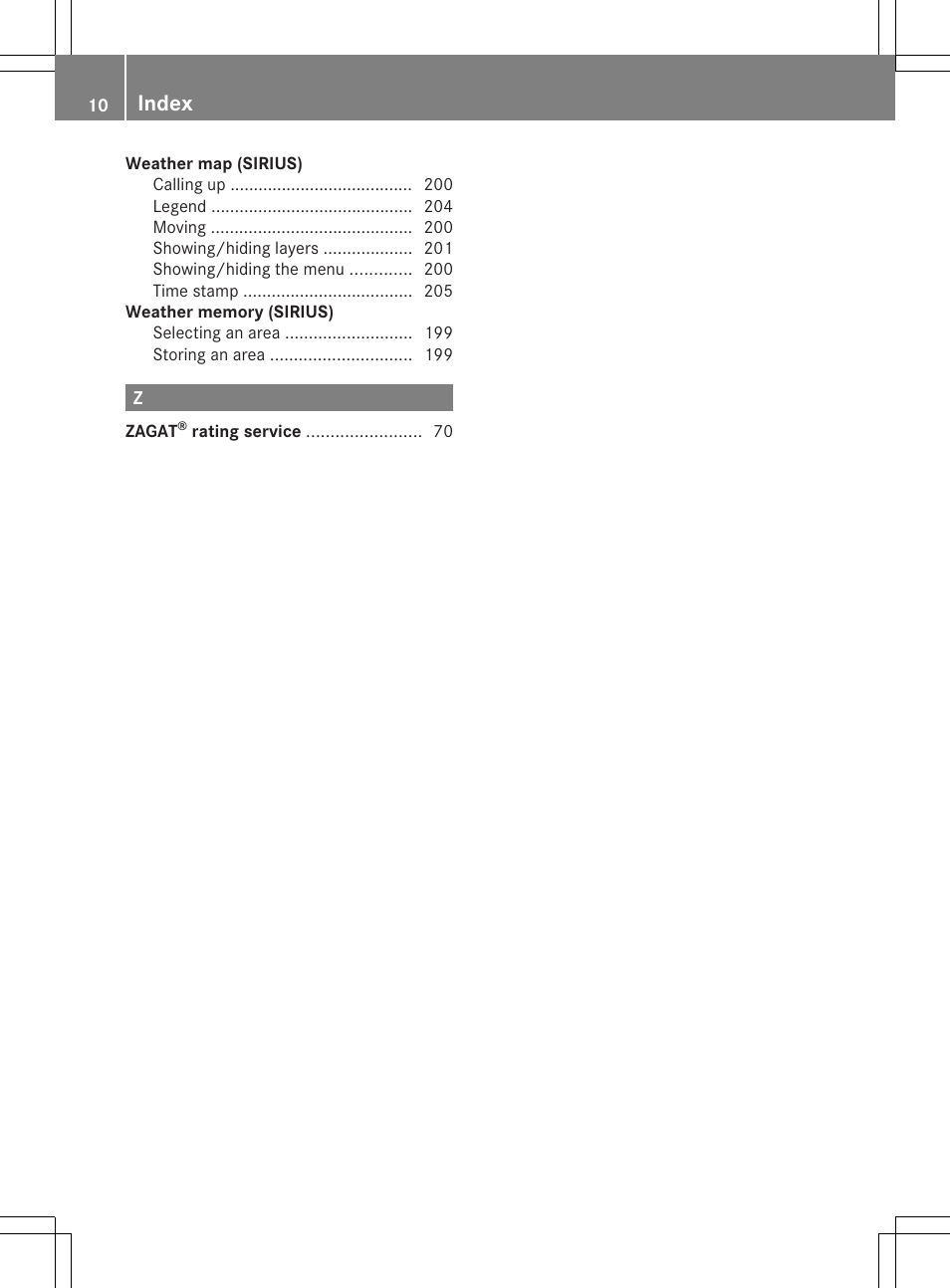 Index | Mercedes-Benz C-Coupe 2012 COMAND Manual User Manual | Page 12 / 234